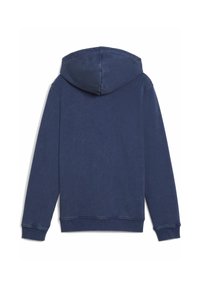 Felpa di cotone blu navy con tasca a marsupio, maniche lunghe e cappuccio con fettuccia regolabile. Tessuto morbido con una vestibilità comoda e polsini a coste.