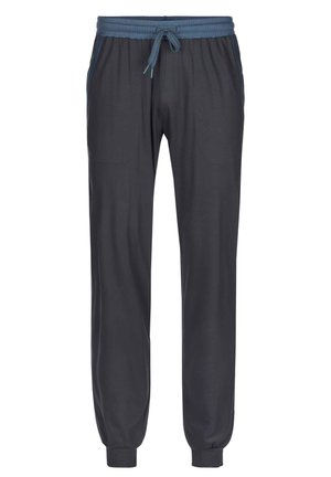 Donkergrijze joggingsbroeken met een elastische tailleband en een verstelbare trekkoord, voorzien van twee zijzakken en aansluitende boorden bij de enkels.