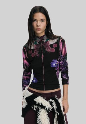 MIRROR FLOWERS - Top s dlhým rukávom - black