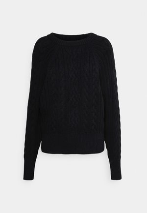 CABLE-KNIT DOLMAN-SLEEVE SWEATER - Pullover - polo black