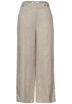 HIGH WAIST WIDE LEG HOSE AUS LEINEN - Pantalon classique - timeless beige