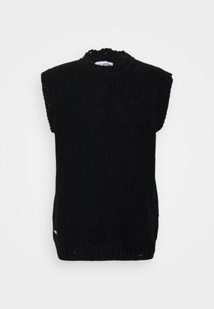 Han Kjøbenhavn LONG VEST DISTRESSED - Svetrík - black