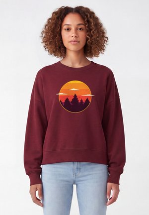 watapparel, SUNSET FOREST - Sweatshirt - burgundy