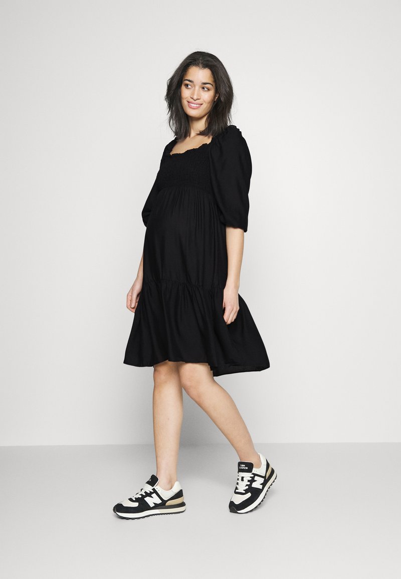 GAP Maternity SMOCKED TIER DRESS Žerzejové šaty true black/černá