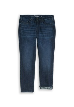TOM TAILOR, PLUS SIZE - TTPLUS SLIM JEANS MIT LEO-PRINT IM UMSCHLAG - Jeans slim fit - dark blue denim