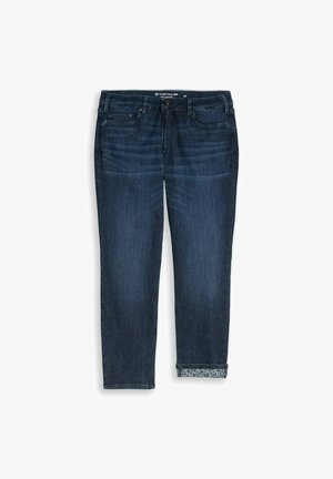 TOM TAILOR, PLUS SIZE - TTPLUS SLIM JEANS MIT LEO-PRINT IM UMSCHLAG - Slim fit jeans - dark blue denim