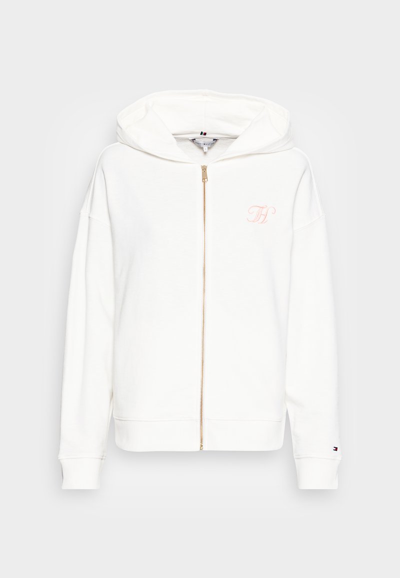 Tommy Hilfiger RELAXED TH FULL ZIP HOODIE - Zip-up sweatshirt - ecru/white  - Zalando.de