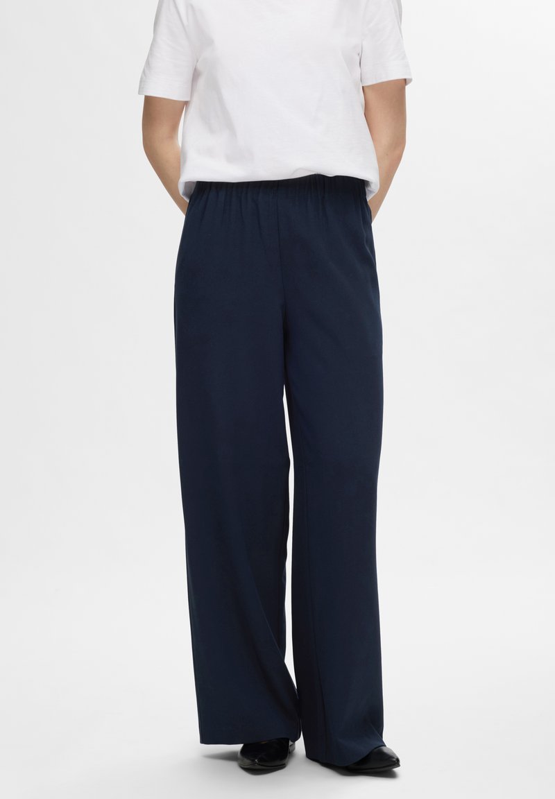 Selected Femme SLFTINNI RELAXED WIDE PANT - Bukse - dark sapphire