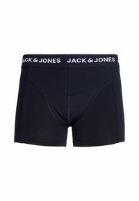 Boxers noirs pour hommes avec logo Jack & Jones sur la ceinture élastique, couture frontale et coupe ajustée.