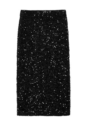 MIDI CON PAILLETTES - Bleistiftrock - ultrablack