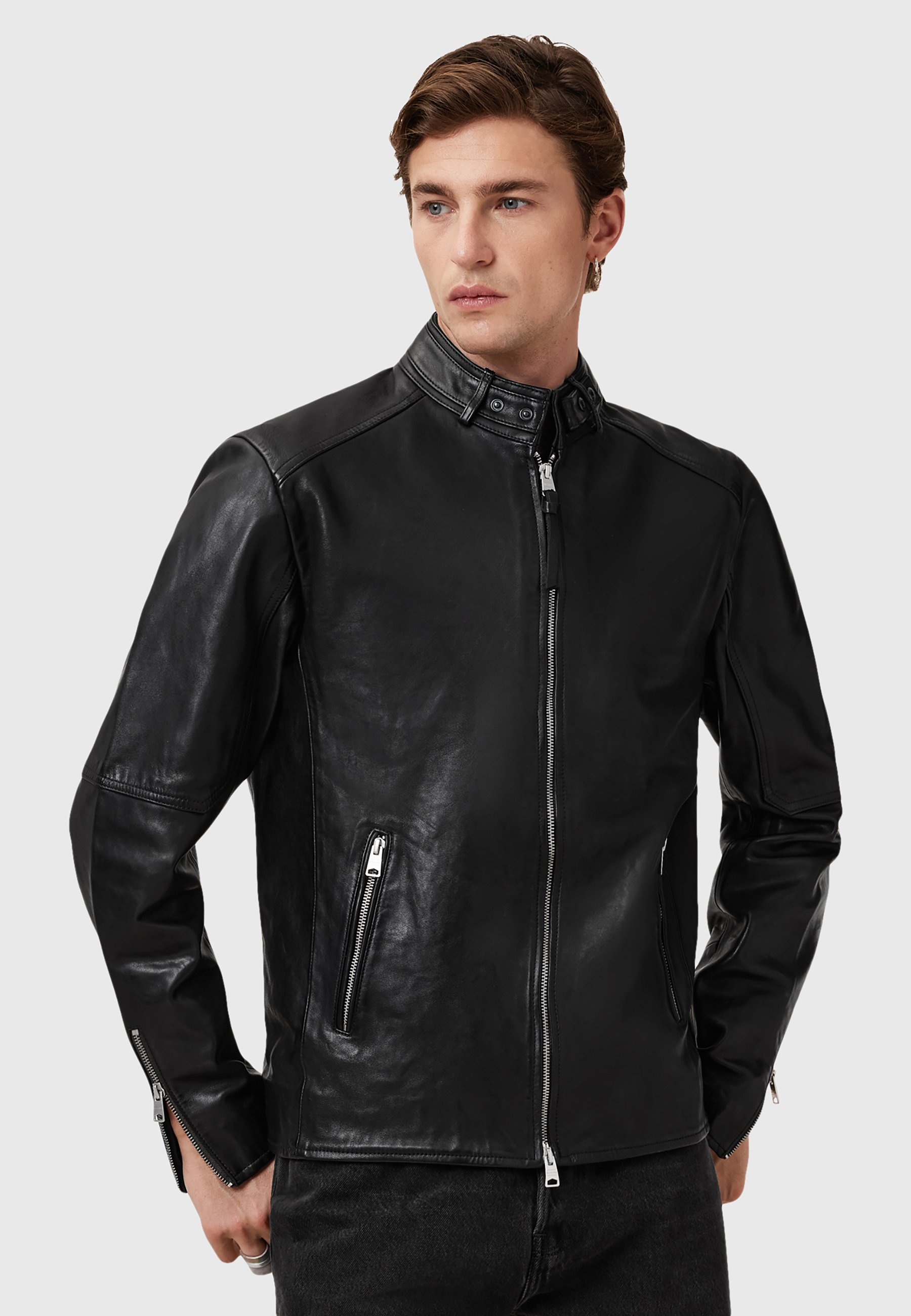 Allsaints Cora Jacket jet black オールセインツ AllSaints CORA JACKET - Leather jacket - jet black/black