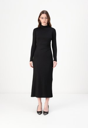 Good American VICTORIAN FUNNEL NECK MIDI DRESS - Jumper dress - black