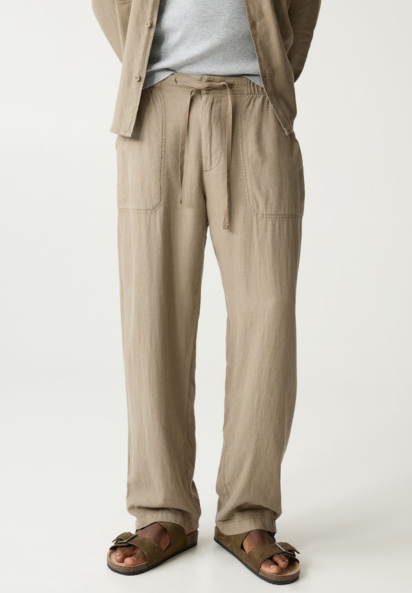 LINEN BLEND JOGGERS - Stoffhose - khaki
