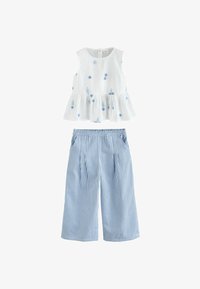 Selected, blue white embroidered