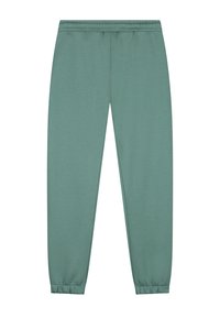 Groene katoenen joggers met een elastische tailleband, taps toelopende boordjes en een gladde textuur, geschikt voor actieve of casual draagmomenten.