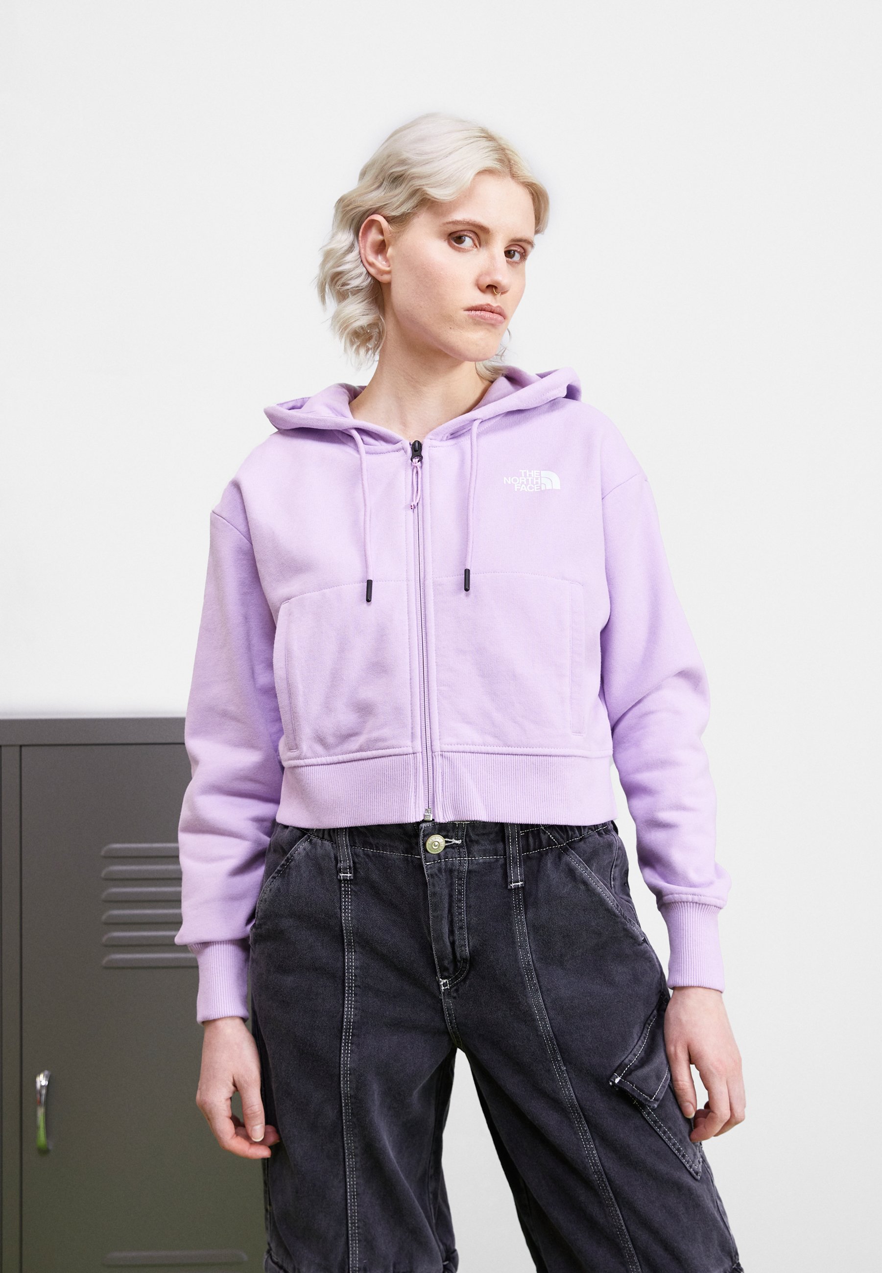The North Face ICON CROP FULL ZIP HOODIE - Zip-up sweatshirt - lupine/lilac  - Zalando.co.uk