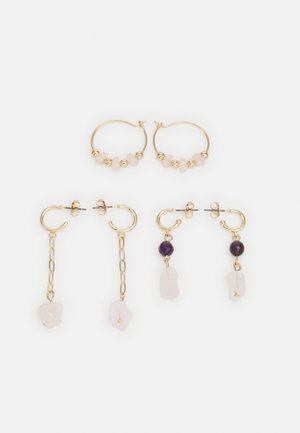 PCJASMIN HOOP EARRINGS 3 PACK - Brincos - gold-coloured