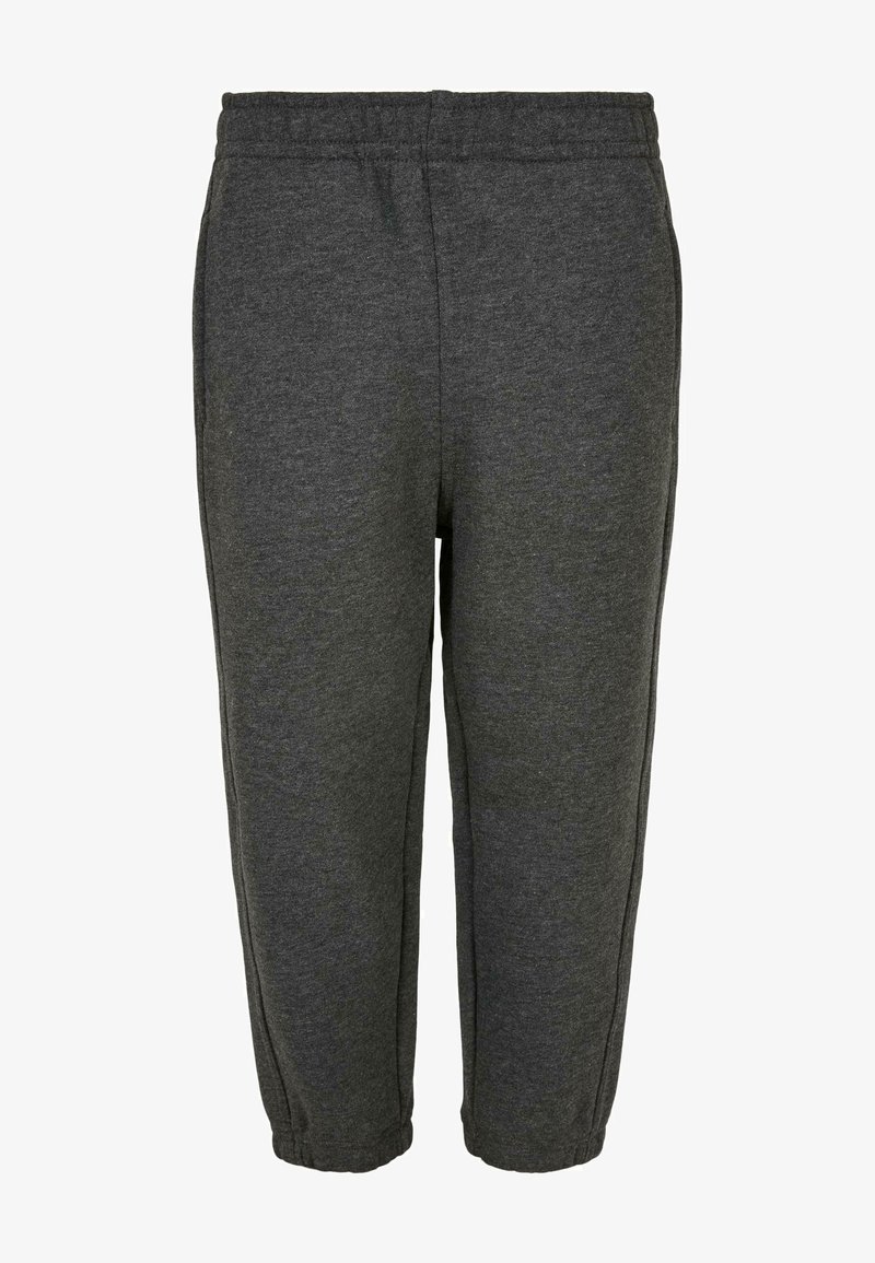 Grau-gestreifte Sweatpants aus Baumwollmischung mit einem elastischen Bund, schmal zulaufenden Beinen und Seitennähten für zusätzlichen Detail. Weiche Textur und komfortables Design.