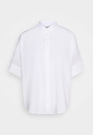 Witte kogelvormige overhemd met korte mouwen, gemaakt van lichtgewicht stof, met een knoopsluiting aan de voorkant en een comfortabele pasvorm. Gladde textuur zonder patronen.