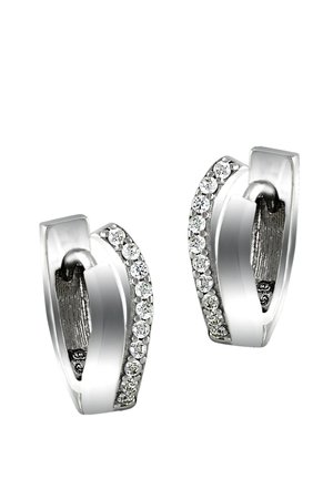 SilberDream CREOLEN DOPPEL-WELLE  - Earrings - silber weiß farben