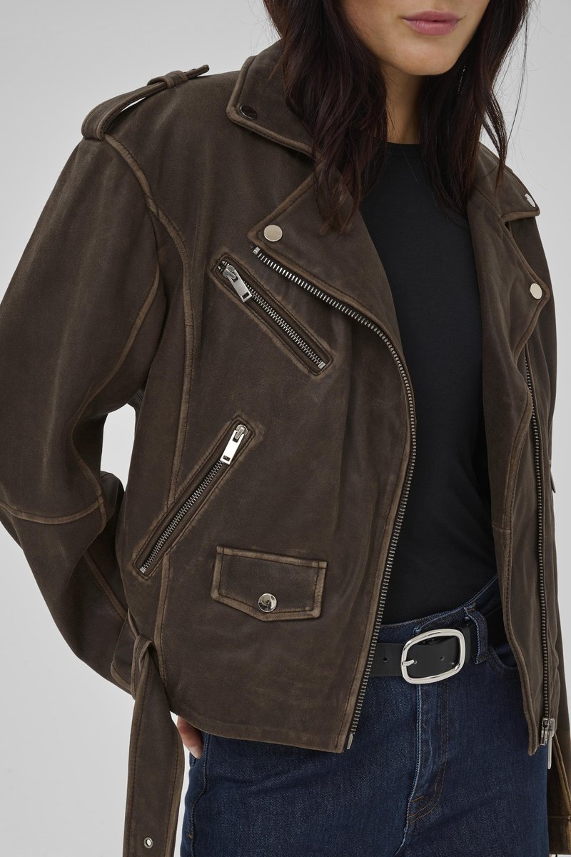 Veste En Cuir Souple S'Egnaro Marron - Taille 38 - Avec Ceinture - Qualité Haut De Gamme