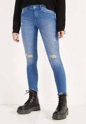 Bershka Vaqueros pitillo - blue-black denim