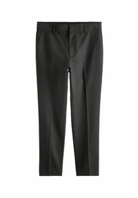 Pantalones negros hechos de una tela suave, con un diseño clásico que incluye bolsillos frontales y una cinturilla elástica para mayor comodidad.
