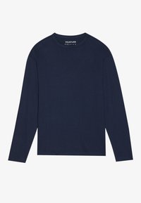 Marine langermet T-skjorte laget av myk bomull. Har rund hals og avslappet passform, med enkelt design uten synlig maskinvare eller detaljer.
