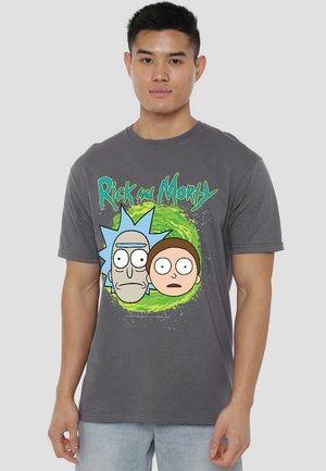 Cotton Soul, RICK AND MORTY FLOATING HEADS - Print T-shirt - anthracite
