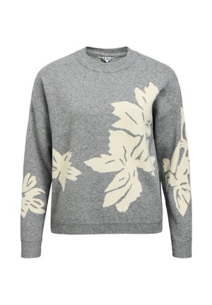 Object, OBJRAY LO L/S KNIT PULLOVER AOP NOOS - Pullover - medium grey melange
