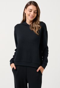 STRAIGHT FIT HOODED SWEATSHIRT - Hoodie - black