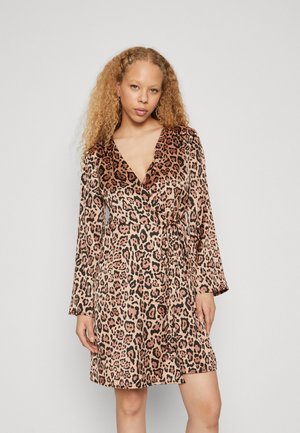 ONLY ONLLINNEA WRAP SHORT DRESS - Rochie cocktail/Rochie petrecere - black/brownie