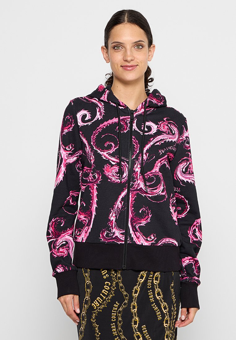 Versace Jeans Couture Sweater met rits gemêleerd zwart Versace Jeans Couture Sweater met rits gemêleerd zwart