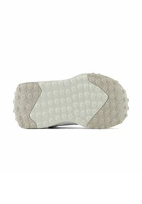 Rubber shoe sole featuring a textured surface with circular patterns, primarily light gray with a darker gray accent on one side.
