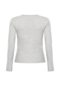 Grijze longsleeve shirt van een zacht, rekbaar materiaal. Ronde halslijn zonder zichtbare versieringen. Slim-fit ontwerp met een gladde textuur.