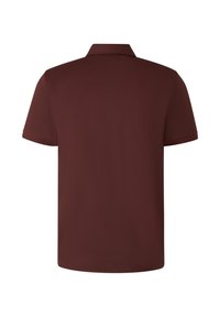 Burgundské polo triko s krátkými rukávy, klasickým límečkem a hladkou texturou. Disponuje jednoduchým designem zadní části bez dalších akcentů.