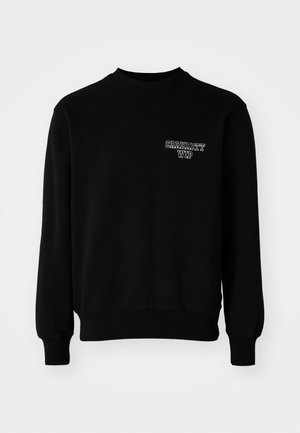 Zwart crewneck sweatshirt gemaakt van een katoenmix, met ribgebreide manchetten en onderrand, en een klein wit geborduurd logo op de borst.