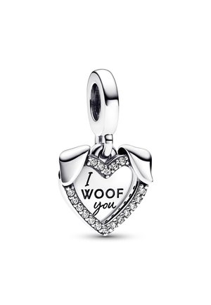 HEART & DOG DOUBLE DANGLE - Talizman - sterling silver