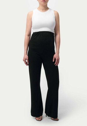WIDE-LEG - Tygbyxor - black