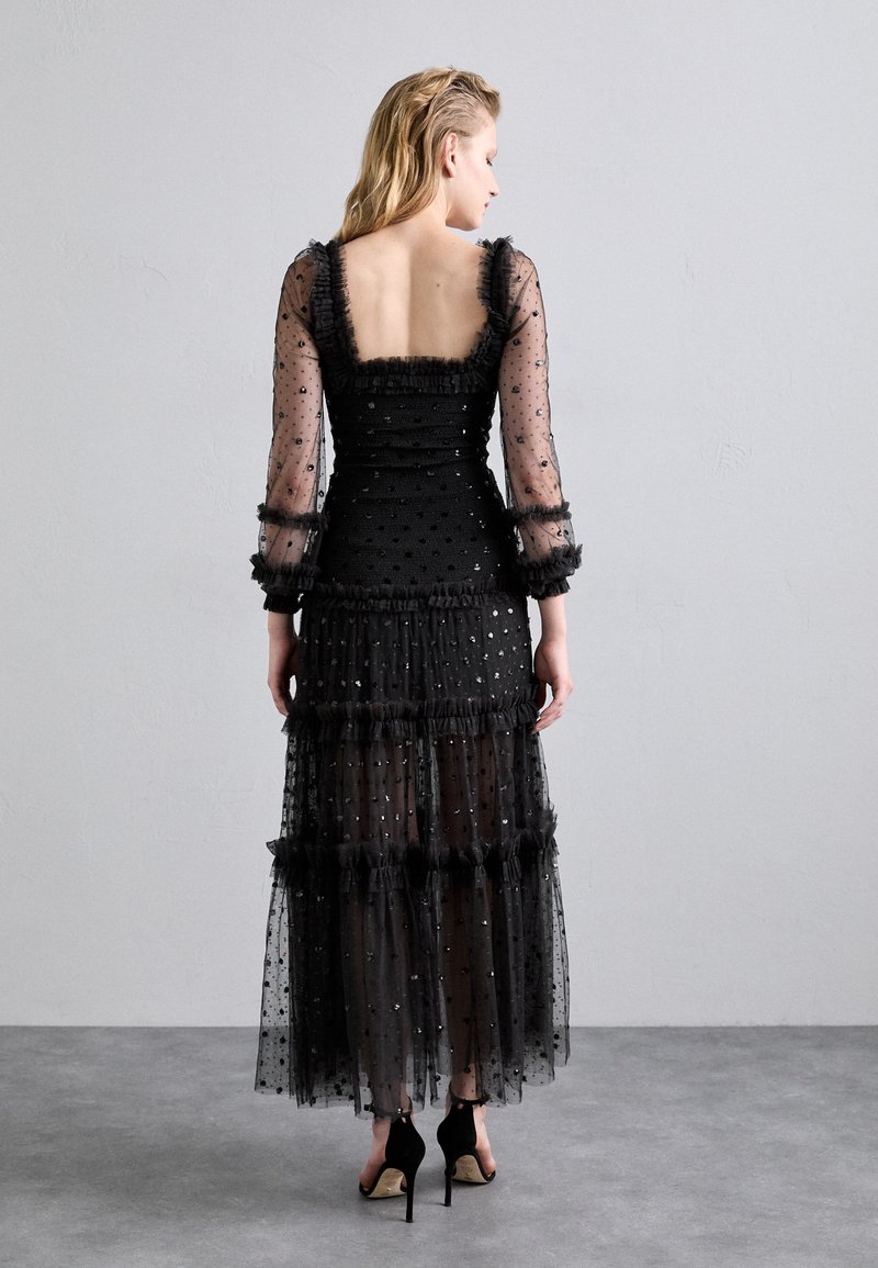 long sleeve tulle dress women Tulle Maxi Dress with Leather Top L/XL