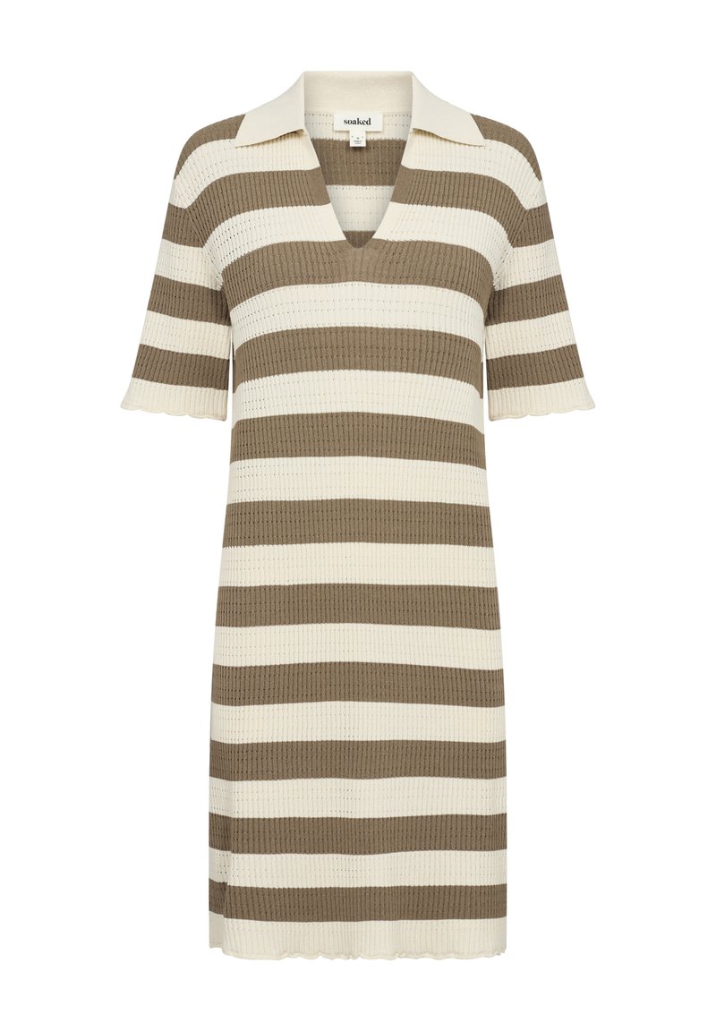 Soaked in Luxury Gebreide jurk beige