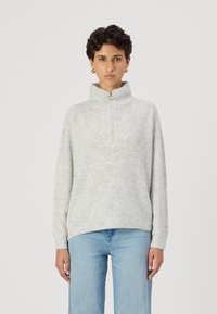 Vero Moda VMPLAZA ZIPPER BLOUS - Pulover - light grey