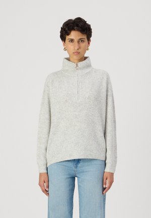 Vero Moda, VMPLAZA ZIPPER BLOUS - Jersey de punto - light grey