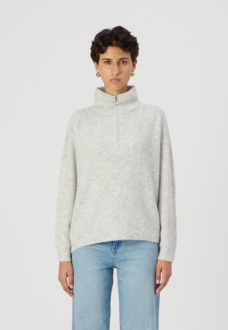 Vero Moda VMPLAZA ZIPPER BLOUS - Pulover - light grey