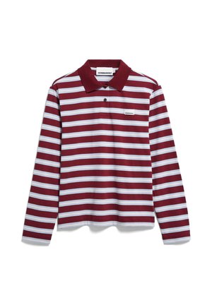 ARMEDANGELS, STRIPE POLO - Maglietta a manica lunga - velvet red-soft blue-undyed