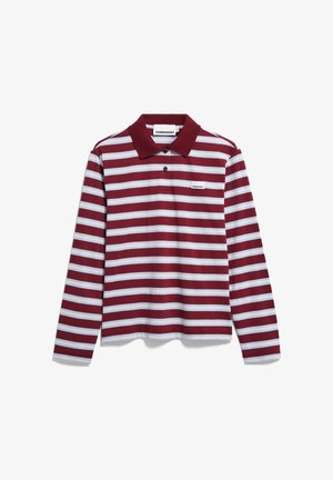 ARMEDANGELS, STRIPE POLO - Maglietta a manica lunga - velvet red-soft blue-undyed