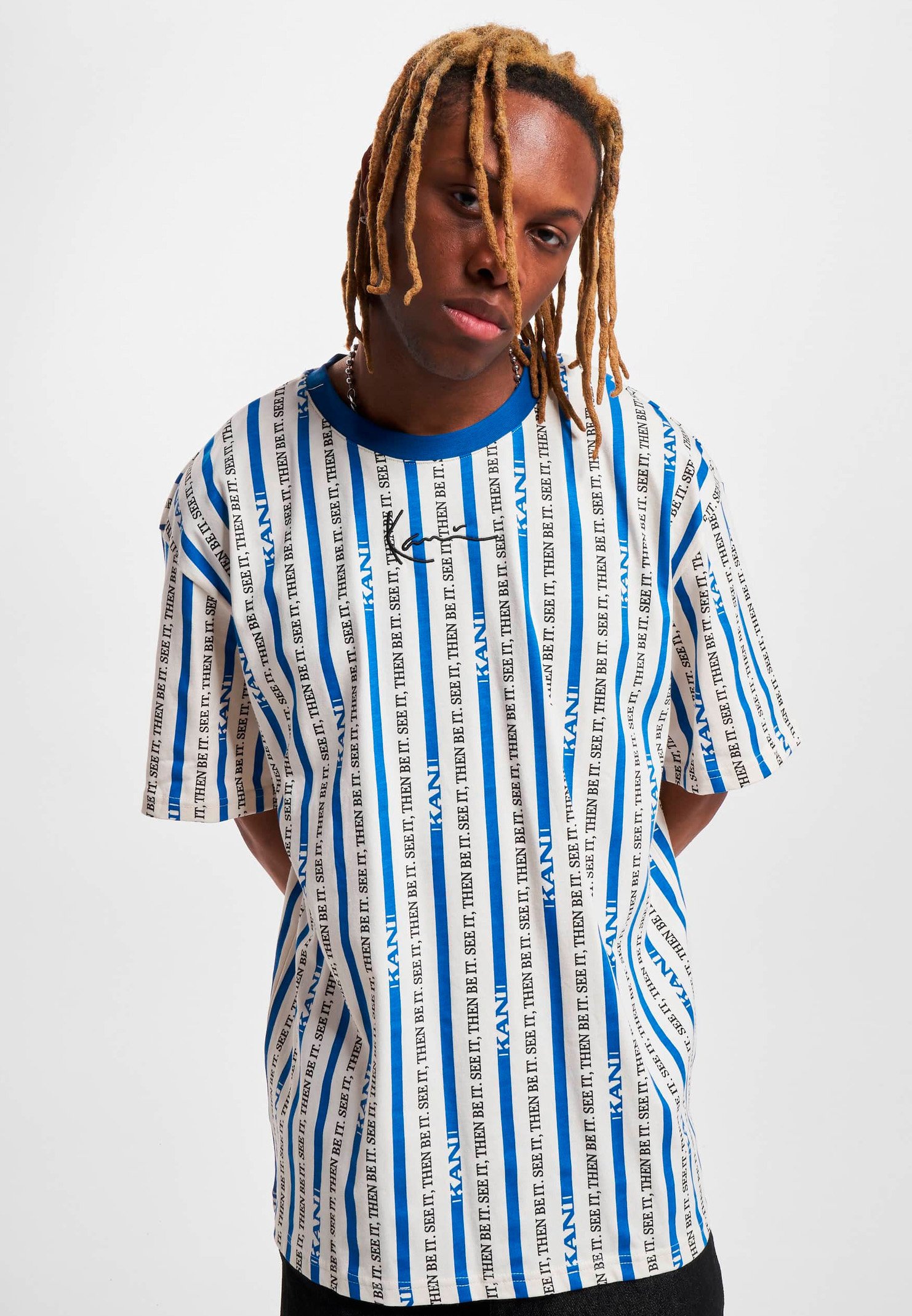 Logo Kani Shirts Karl Kani SMALL SIGNATURE LOGO STRIPE Print T