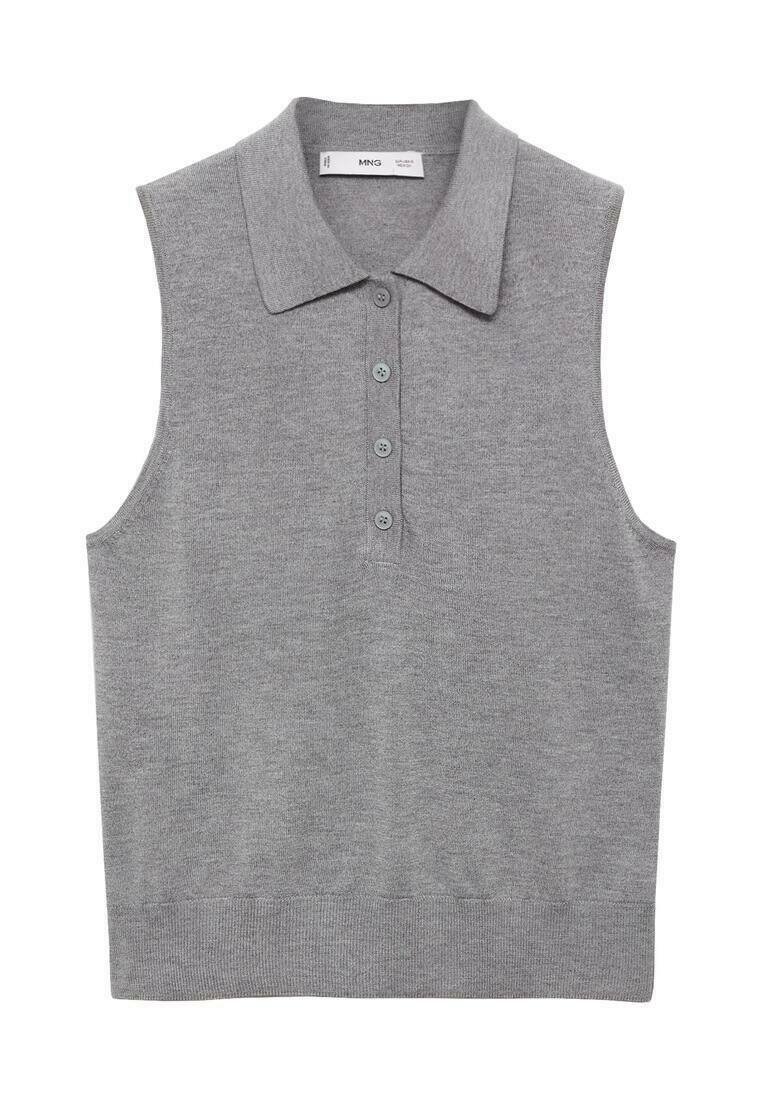 Mango Poloshirt grijs gemêleerd