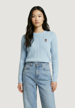 BOW EMB O-NECK CABLE 15366001 - Maglione - pale blue