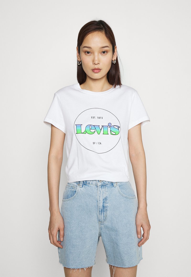 Levi's® THE PERFECT TEE - Marškinėliai su spaudiniu - gradient white